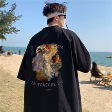 重磅大纯棉天使涂鸦印花夏季短袖T恤男大码A430-1-WT234，男装T恤，电商A426-1(原A430-1)