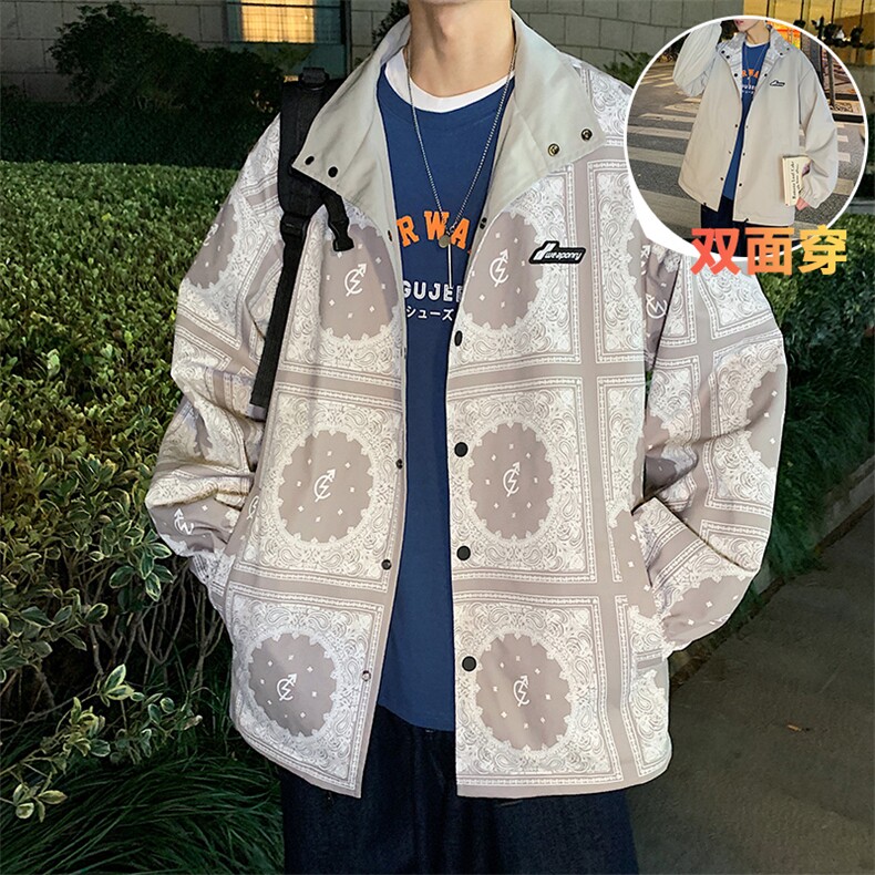 男春季休闲夹克新款潮牌宽松双面穿上衣外套CYJK2120-P75,男装夹克,电商A128