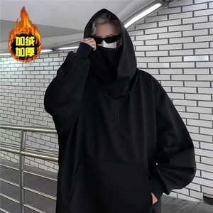 社恐i人忍者高领卫衣男连帽秋冬纯色外套男女同款加绒J8699加绒图片