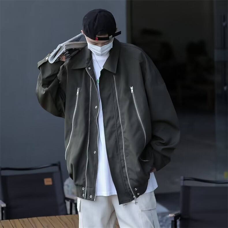 2024冬季新款拉链设计感高街夹克外套机能飞行服外套W5375-P68图片
