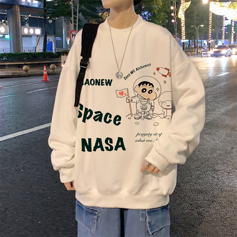 卫衣男春季美式重磅潮牌潮流宽松圆领上衣oversize大码长袖打底衫图片