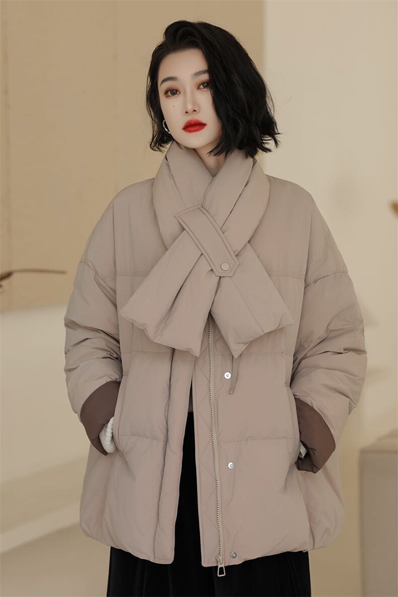 现货现货现货韩版百搭90白鸭绒小围巾保暖羽绒服,女装羽绒服,阳光伊恋