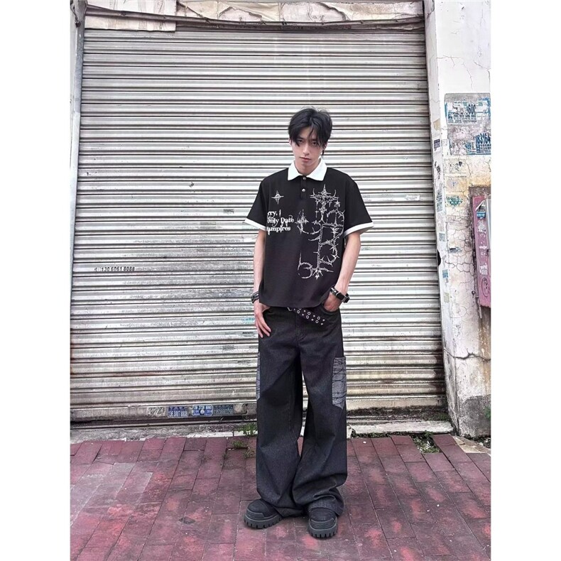 1506/QRB2850/P56港风潮男夏季新款嘻哈ins潮高街潮流痞帅长裤,男装休闲裤,星座1506