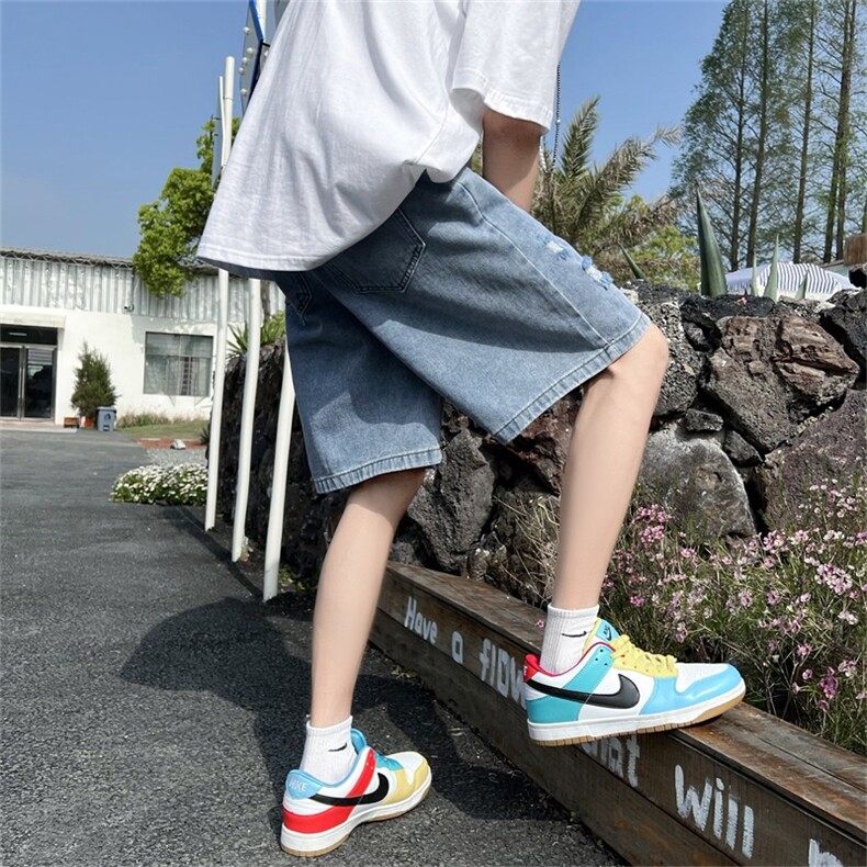 牛仔短裤男夏季oversize裤子高街阔腿五分裤A080-9521-P40,男装牛仔裤,电商A080