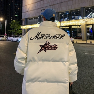 新款立领pu皮印花棉衣男秋冬季加厚面包服外套保暖棉服MY621-P115图片