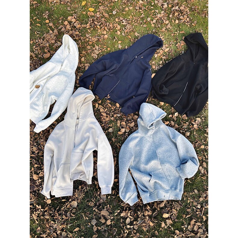 抖音得物品质二开26春装男女美式高街结构双拉链开衫卫衣外套图片