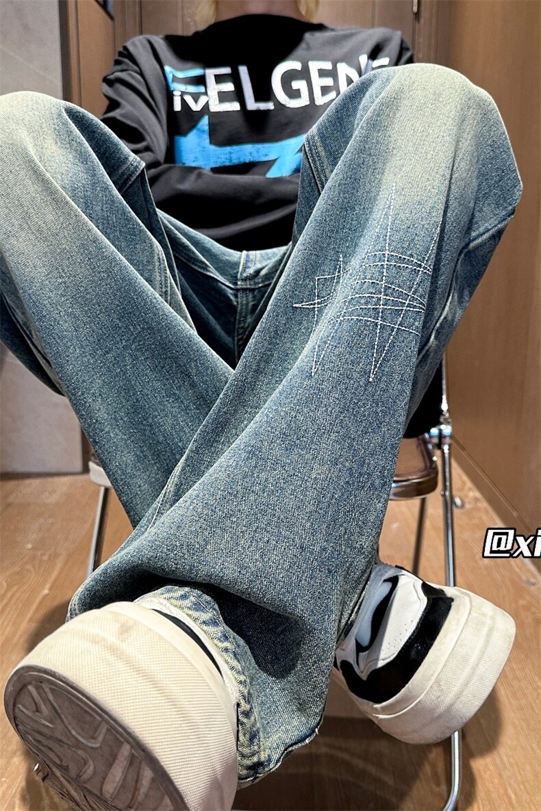 XZ616秋季新款水洗渐变设计感明线牛仔长裤TY1062特P40控78,男装休闲裤,星座512A（原616）