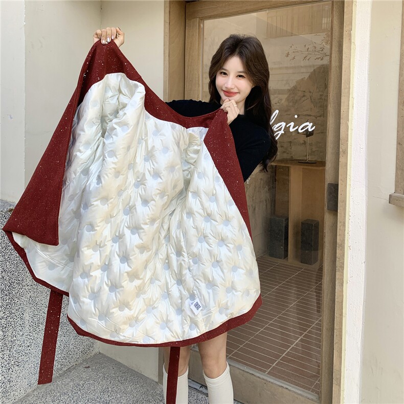 新款现！真狐狸毛保暖红色羽绒服外套2C133-6013-P285-K408,女装羽绒服,2C133