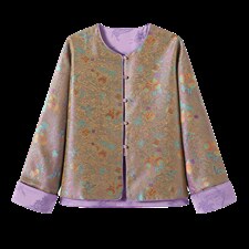 在仓~2026年春季提花玉葫芦双面穿外套落肩袖纽扣抗皱宽松上衣，女装短外套，新依时派