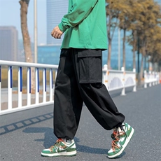 工装裤男港风潮大口袋个性2024春夏新款ins宽松百搭长裤K2370-P38，男装休闲裤，星座412-3