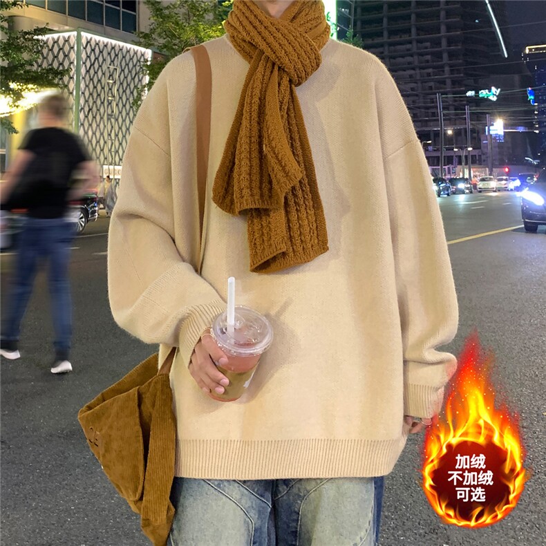 港风夜景宽松休闲圆领毛衣A247-M800常规特批35加绒特批50控78图片
