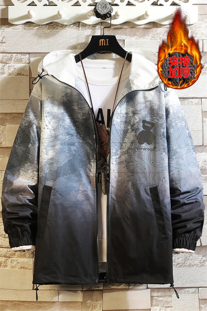 8XL-M加肥加大码连帽棉衣外套男2023冬季新款渐变色棉服棉袄控118,男装棉衣,钱塘717(原712)