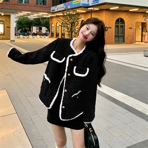红色短款小香风羽绒服外套女2023冬季新款小个子皮毛一体毛绒上衣图片