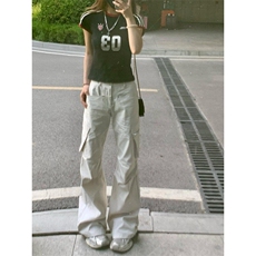GZK278HH-P60美式复古褶皱大口袋工装裤男宽松直筒阔腿裤子，男装工装外套，星座1007（原301D）