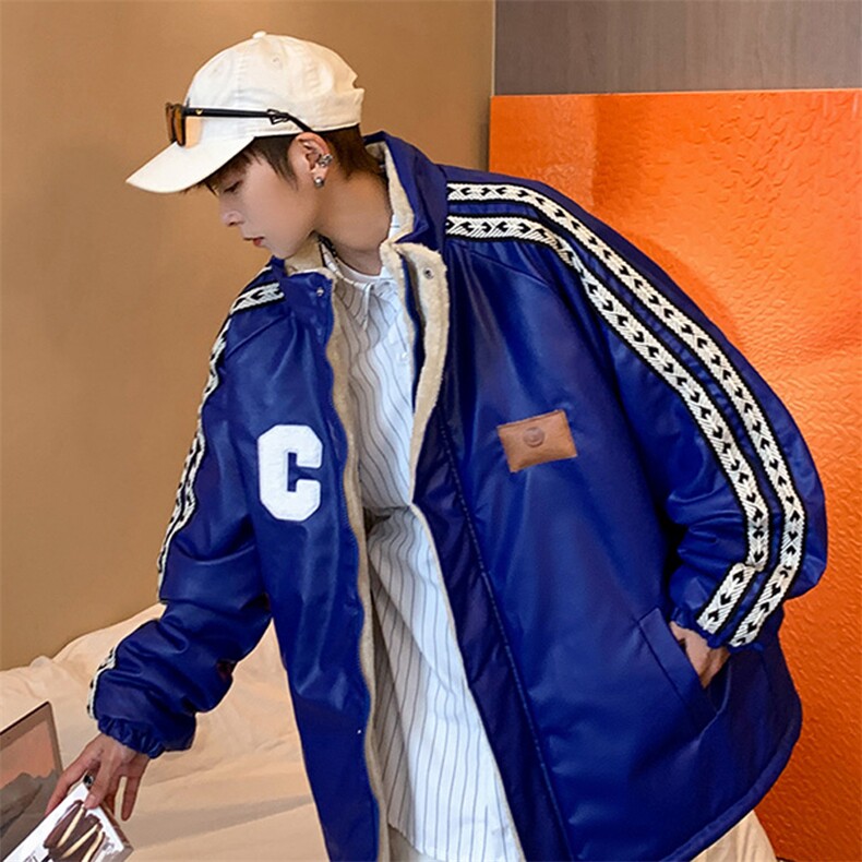 双面穿PU皮衣外套棉衣男加绒情侣棉服面包服棉袄女3323-P90控128,男装皮衣,星座207