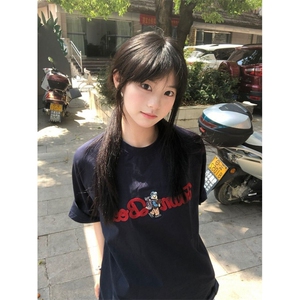 H0826-P35刺绣220克纯棉休闲显瘦短袖t恤女图片
