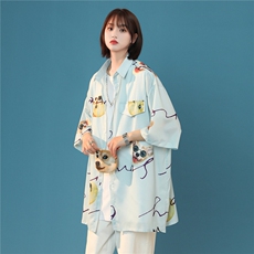 2023夏季新款动物图案情侣宽松百搭短袖衬衫A158-CS610-P45控58，男装衬衫，电商A158-1