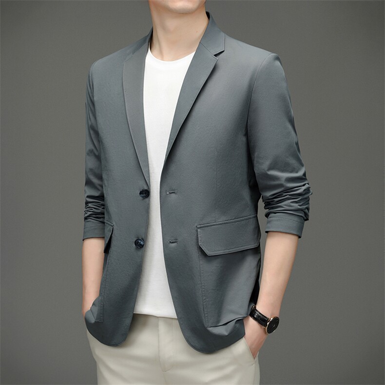 口袋上衣单排扣翻领长袖春季中老年2023年时尚西服SL7816,男装西服,钱塘6003（原4033）