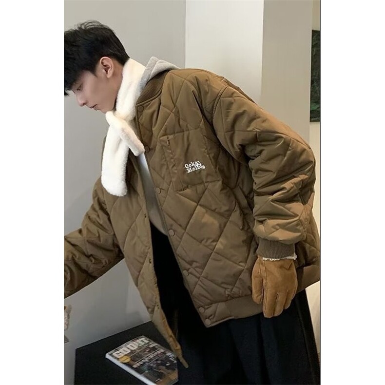 学院风时尚百搭棉服外套男女冬季新款撞色拼接潮流加厚保暖棉衣,男装棉衣,星座506A