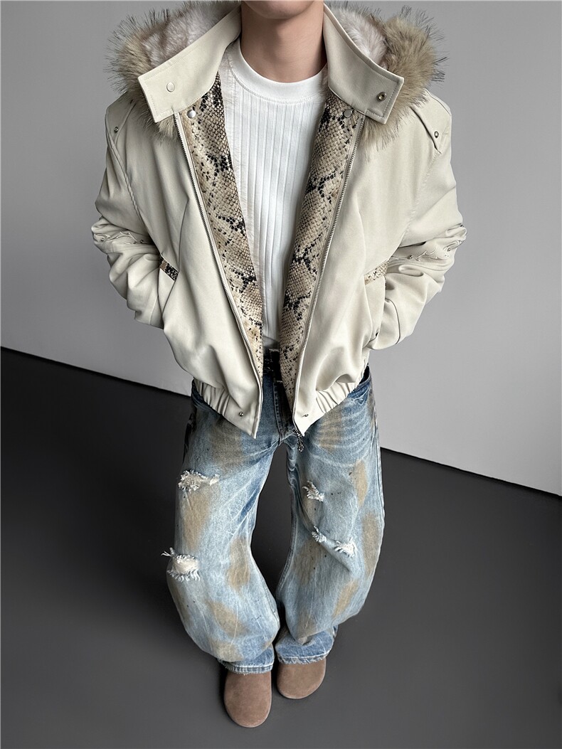 已安排赤焰重磅刺绣pu加厚保暖座山雕外套棉服夹克冬mj1115-p198,男装夹克,电商B288