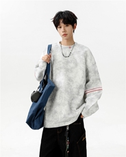 2025秋季新款美式高街脏脏布刺绣慵懒风街头圆领卫衣WY01/TP40，男装卫衣，电商B318