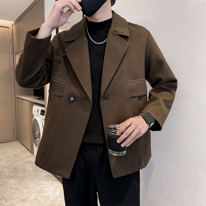 社会小伙高端呢子明线宽松韩版外套大衣夹克男A236-JK0815-P135,男装夹克,电商A236