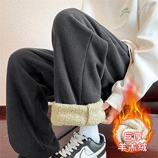 217-2-NK557-P45冬季新款羊羔绒加绒加厚直筒休闲裤男大码卫裤，男装休闲裤，星座217-2
