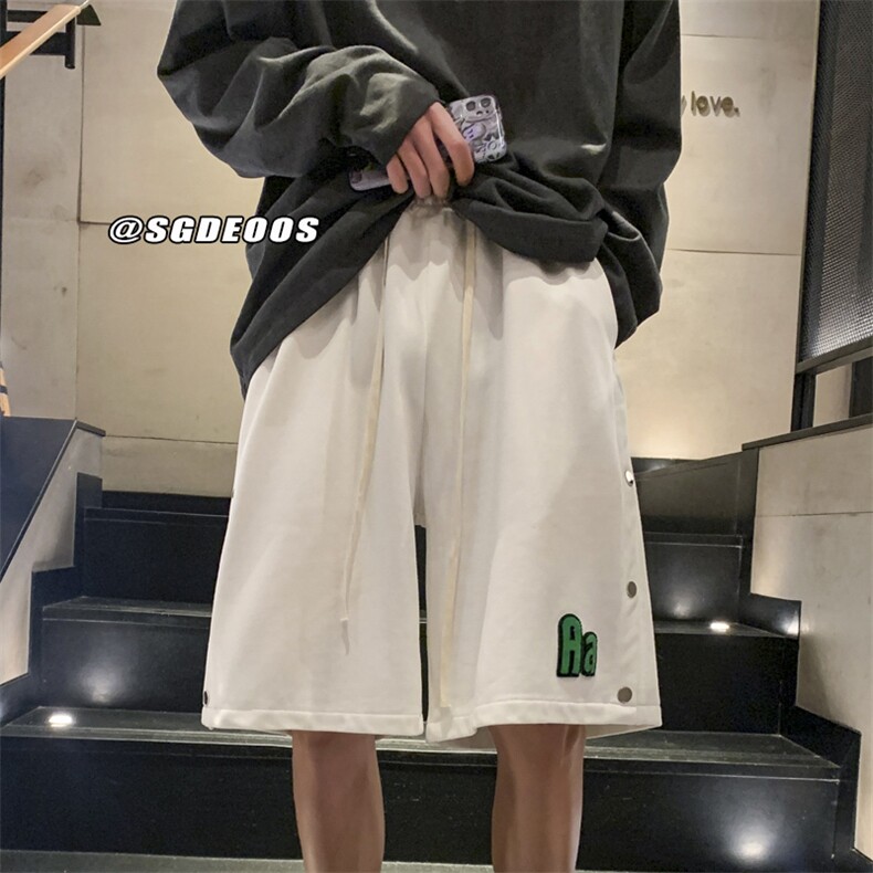 夏季新款排扣短裤潮牌宽松休闲裤运动裤313A-1-KK285-P45控价58,男装休闲裤,星座808A-1