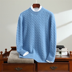 秋冬季羊毛七针加厚扭花轻奢羊毛衫男装，男装羊毛衫，唯若美羊绒