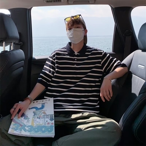 慵懒青春流行百搭短袖潮POLO衫2023日系男夏季DT98P32图片
