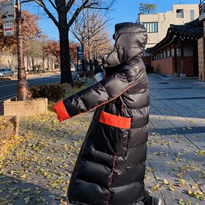 大货已出亮面拼接长款棉服浙宝262A-W026图片