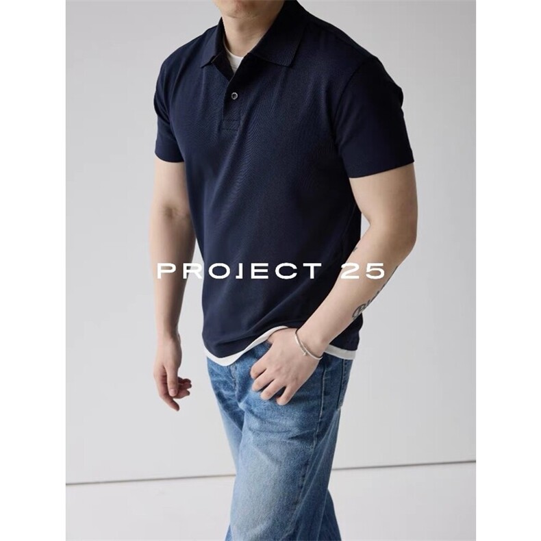网图领口压胶珠地棉假两件POLO衫休闲高级翻领短袖T恤CS2625-P48,男装T恤,星座1213