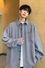 抖音改长袖秋新设计感长袖衬衫男冰丝潮流大码外套C867-P40，男装衬衫，电商A001-1
