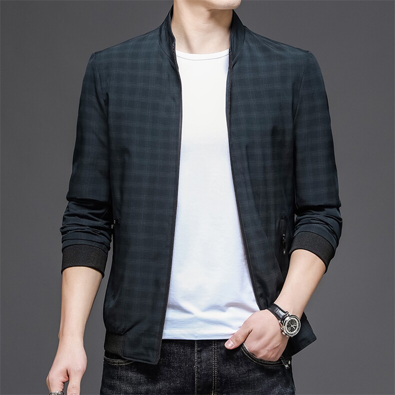 男士2022夹克秋季新款纯色中年商务休闲立领爸爸装外套上衣男,男装衬衫,电商B212（原钱塘6029）