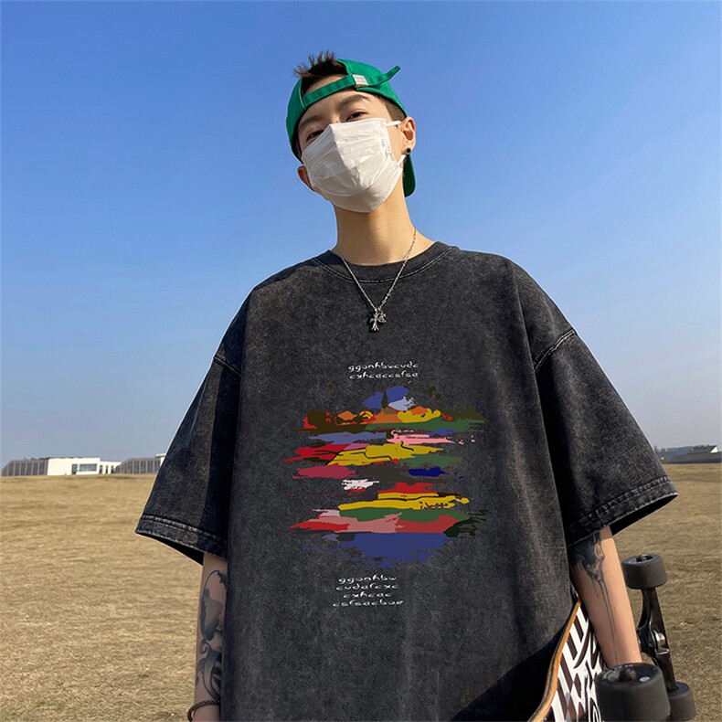 量大优 可供抖音视频 支持得物品质配合二开 美式水洗短袖t恤SX96图片