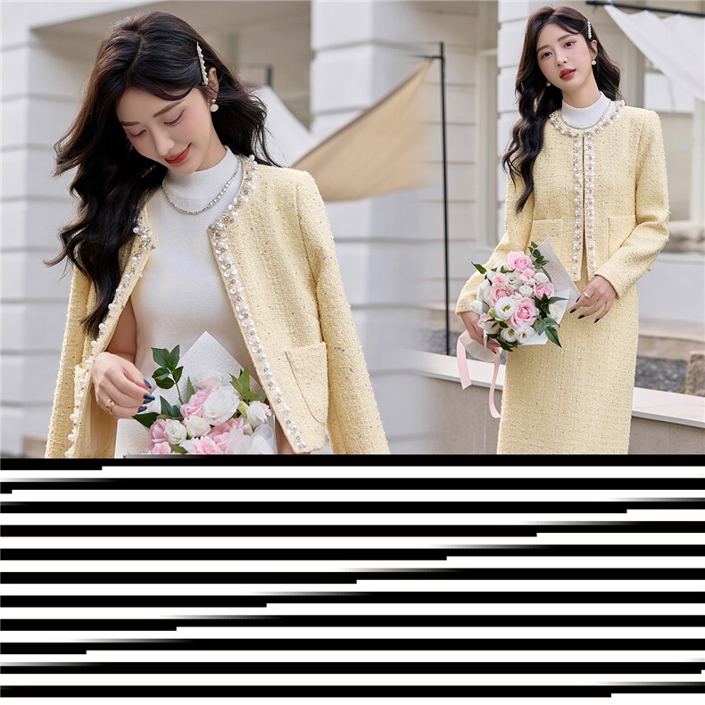 【bao款现货】2025秋装新款套装纯色长裙小香风两件套，女装套装/套裙，众宇琦