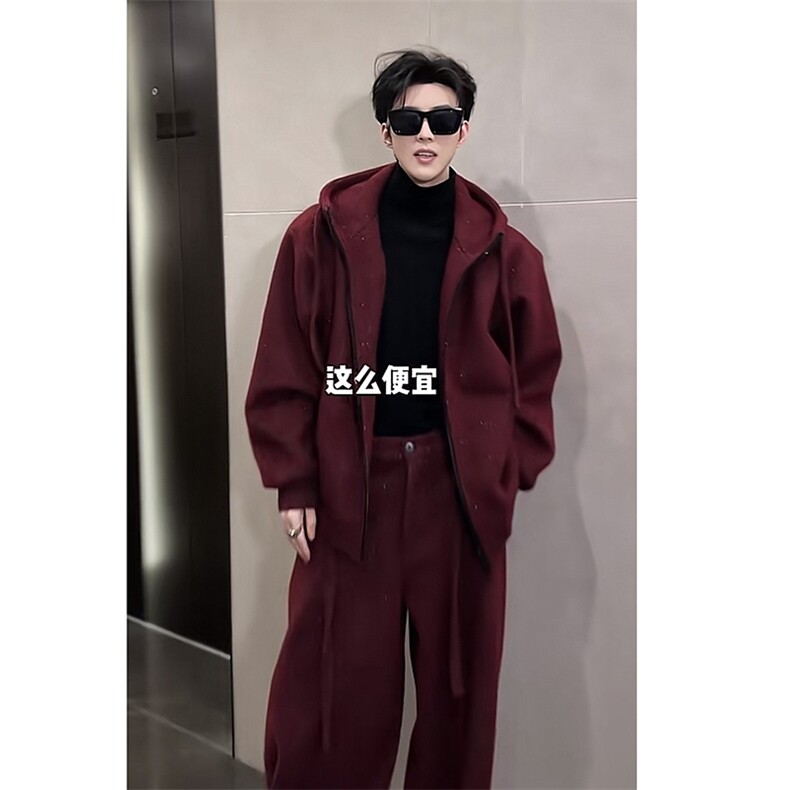 抖音加绒加厚满天星连帽卫衣阔腿裤套装上衣P123裤子P88 网图图片