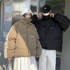 EQ332立领面包服冬季加厚棉衣男织带拼接棉服外套情侣装2024新款，男装棉衣，电商C306-1