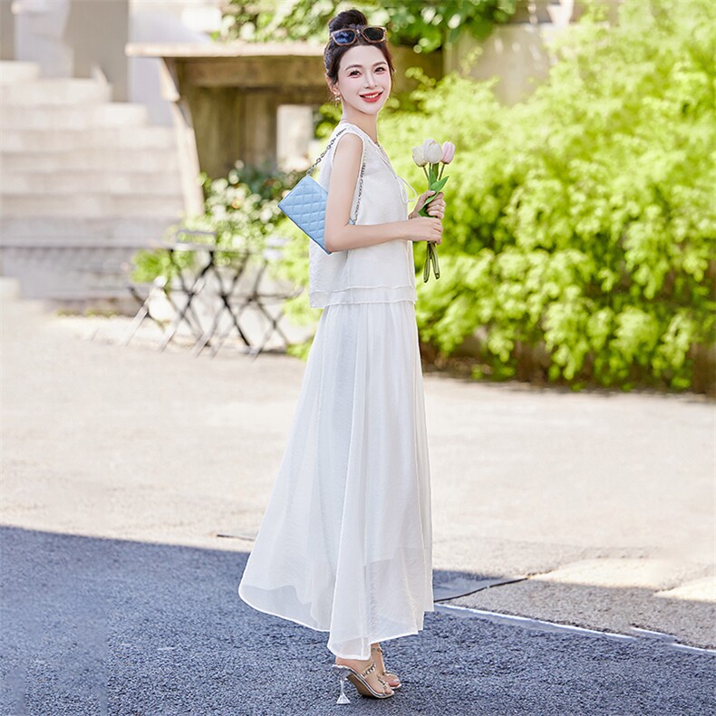 夏新款韩版修身无袖短上衣半身裙a字裙两件套时尚套装SX2979,女装套装/套裙,尚娜萱