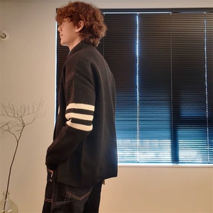 重磅秋冬北极绒开衫毛衣美式复古休闲慵懒风男女立领针织衫外套图片