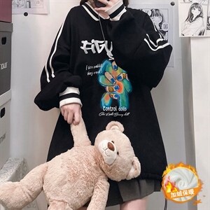 秋冬中性 韩版新款宽松情侣V领休闲加绒卫衣男女潮B608 P55控68图片