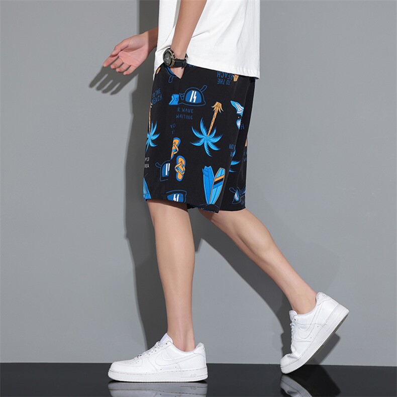 2024男装超薄冰丝新款潮流休闲百搭花短裤五分男裤D904-P35,男装牛仔裤,星座815-1（原A203A）