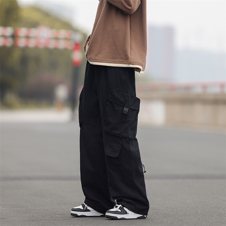 工装裤男港风潮流多口袋日系2023秋冬季新款ins宽松长裤K2572-P55,男装休闲裤,星座412-3