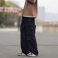 工装裤男港风潮流多口袋日系2023秋冬季新款ins宽松长裤K2572-P55，男装休闲裤，星座412-3