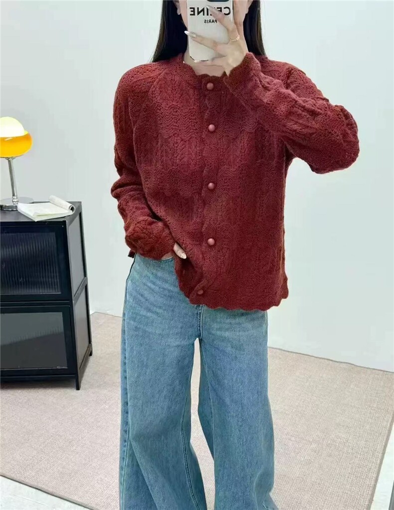 精纺6羊毛重工镂空开衫,针织衫/毛衣,艾米娇羊绒