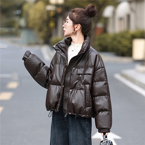 高端柔软蛋白皮时尚羽绒服女免洗立领皮衣时尚韩版时尚2026冬新款图片