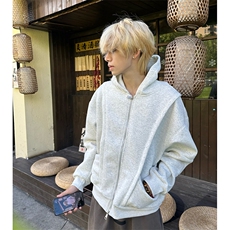 抖音得物高品质二开25秋冬美式重磅宽松结构设计连帽卫衣外套W78，男装卫衣，电商A486-1