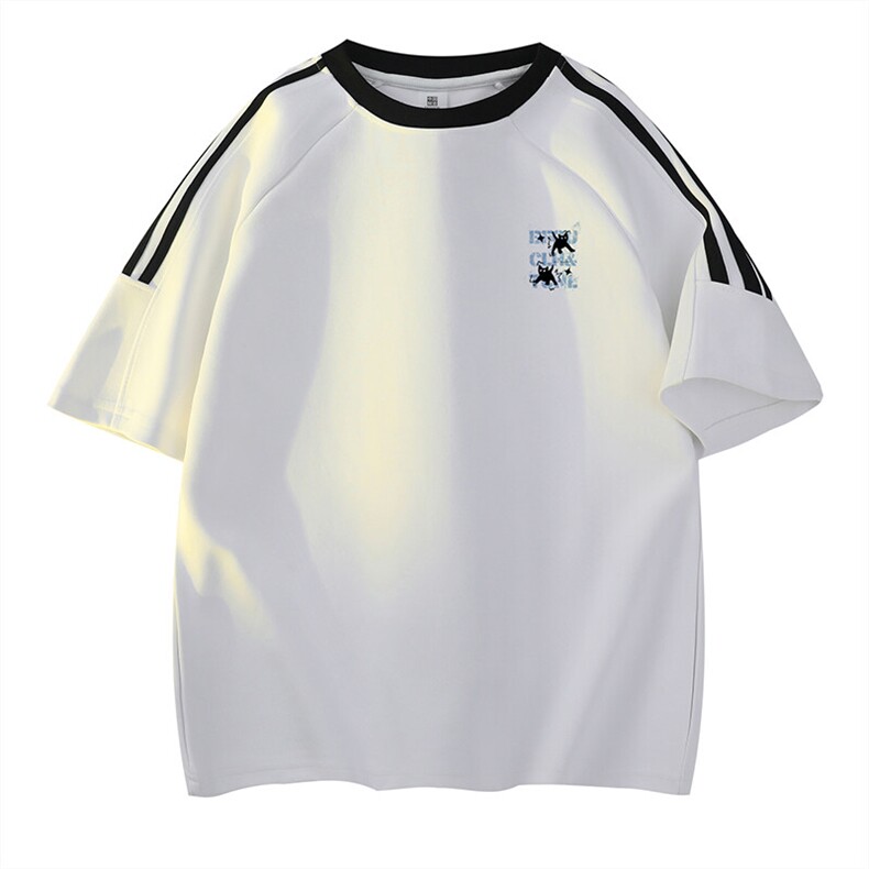 可48小时发货支持抖音得物来样二开重磅美式高街纯棉织带短袖T恤，男装T恤，电商A486