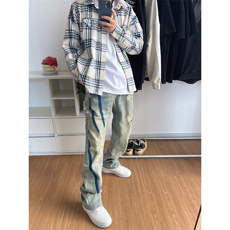 B221 美式ins高街小众个性男女破洞牛仔裤 LK23001-P65 控88图片