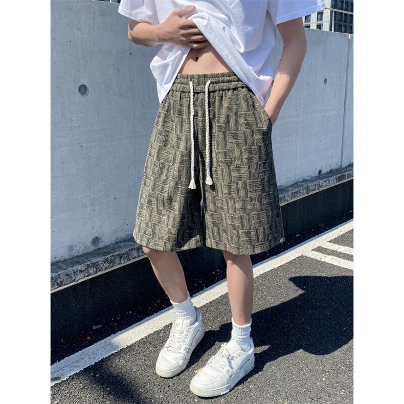 抖音品质夏季新款潮流宽松格纹休闲短裤B315-K25780-特p25控48,男装休闲裤,电商B315